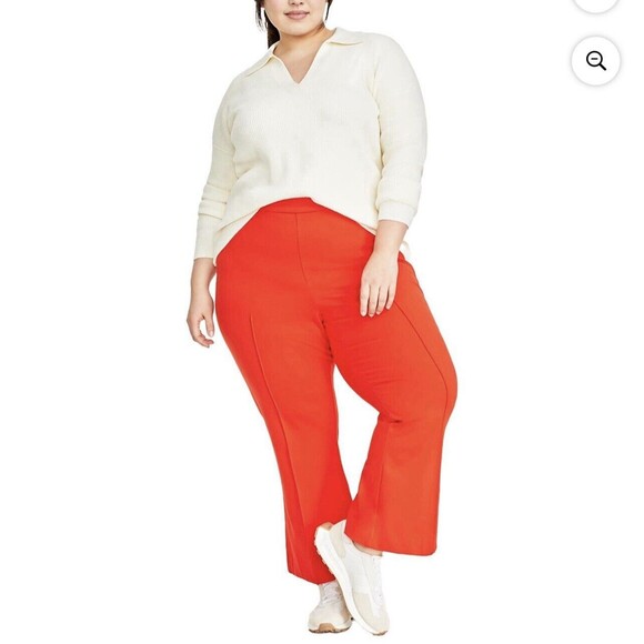 On 34th Pants - On 34th Pants Ponte Kick Flare Ankle High Rise Women’s 2X Short Fiery Red New